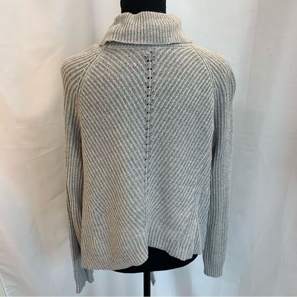 ANTHROPOLOGIE moth gray front tie ribbed turtleneck sweater Sz M - Picture 5 of 10
